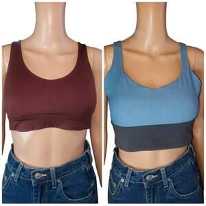 Zyia Active Lot of 2 Sports Bra Size L Storm Parallel Luxe & Fig Vibration